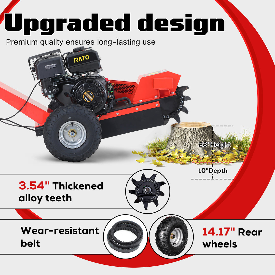 15hp 420cc Gas Power Stump Grinder with Tow Bar