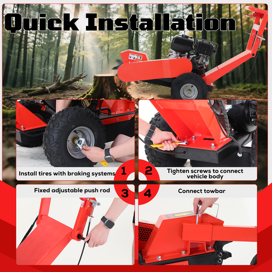 15hp 420cc Gas Power Stump Grinder with Tow Bar