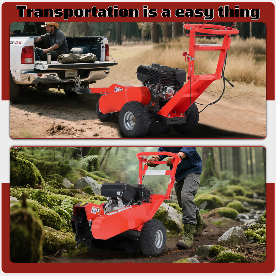 15hp 420cc Gas Power Stump Grinder with Tow Bar